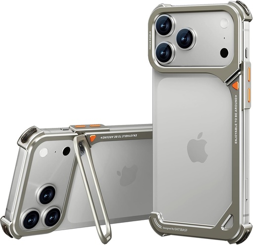 [X004T9YZ4L] Oatsbasf 9 Bumper Metal Case for iPhone 17 Pro (Titanium)