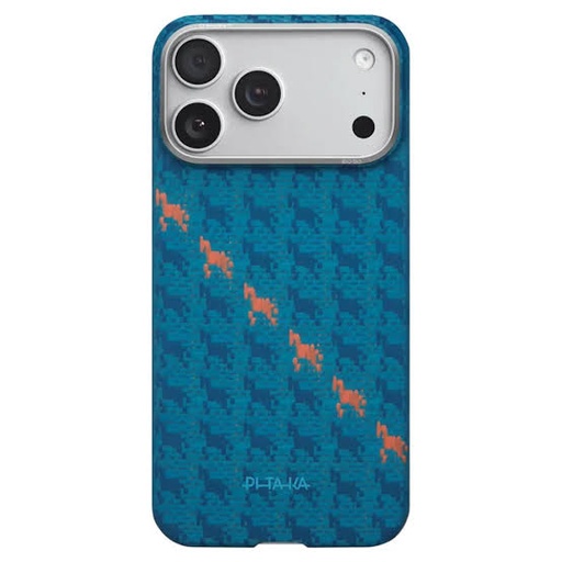 [HR1702PM]   (نيلي) Edge Case إصدار Happiness Rides In لهاتف iPhone 17 Pro Max  كفر PITAKA 