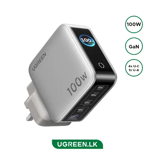 [X773] UGREEN 100W 5-Port GaN Fast Charger with Smart Display UK