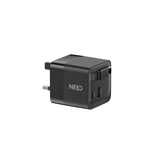 [NE1-PD585] NEO Power Port 65W PD GaN fast charger with Cable Inside