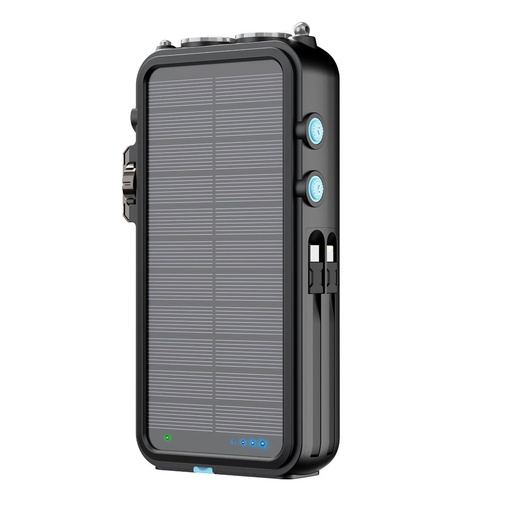[49PPBCHA] Powerology PP049 16000mAh Solar Power Bank with FM Radio Speaker and Lights (Black)