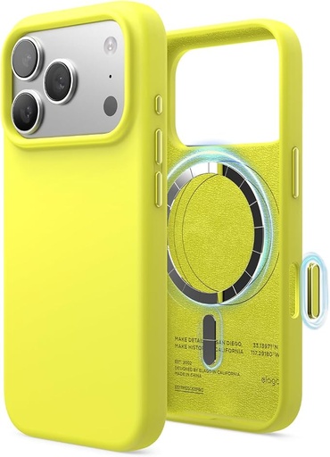 [ES17MSSC69PRO-NYE] Elago Magnetic Silicone Case for iPhone 17 Pro Max/18 Pro Max (Neon Yellow)