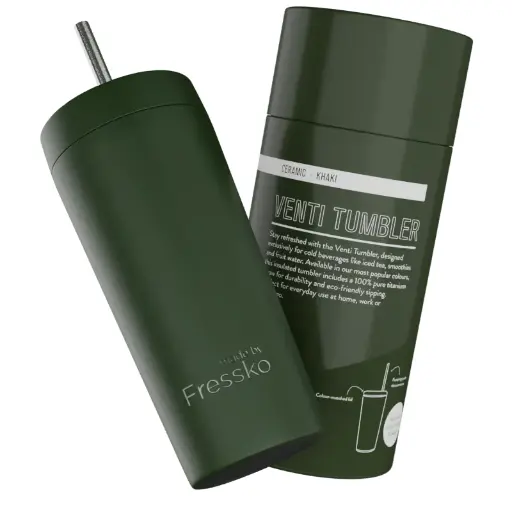 [9350136003408] Fressko Venti Tumbler 600ml / 20oz - Ceramic - Khaki