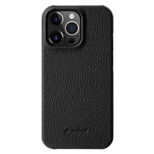 [IP14PM-LCP-BK] Melkco Back Snap Series Lai Chee Pattern Premium Leather Snap Case for iPhone 14 Pro Max (Black)