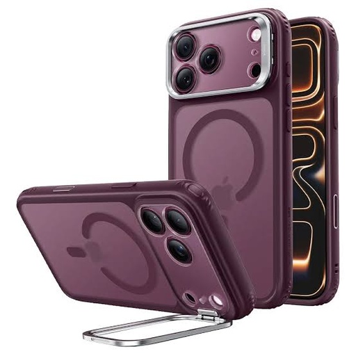 [1A909004] ESR Classic Hybrid Magnetic Case (Camera Control,Stash Stand) for iPhone 17 Pro/18 Pro (Frosted Red)