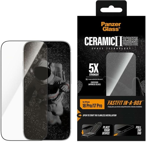 [PG12640] PanzerGlass® Screen Protector for iPhone 18 Pro Ceramic w. Fastfit in-a-box (Clear)
