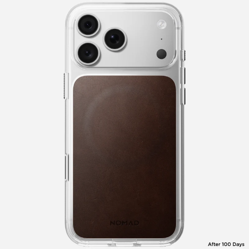 [NM017774858] Nomad Clear Leather Case for iPhone 18 Pro (Rustic Brown | Horween)