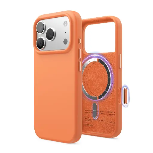 [ES17MSSC63PRO-OR] Elago Magnetic Silicone Case for iPhone 17 Pro/18 Pro (Orange)