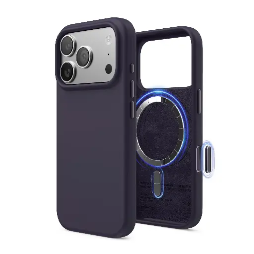 [ES17MSSC69PRO-DPU] Elago Max Magnetic Silicone Case for iPhone 17 Pro Max/18 Pro Max (Deep Purple)