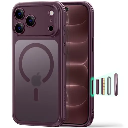 [1A864022] ESR Classic Hybrid Magnetic Case (Camera Control) for iPhone 17 Pro Max/18 Pro Max (Frosted Red)