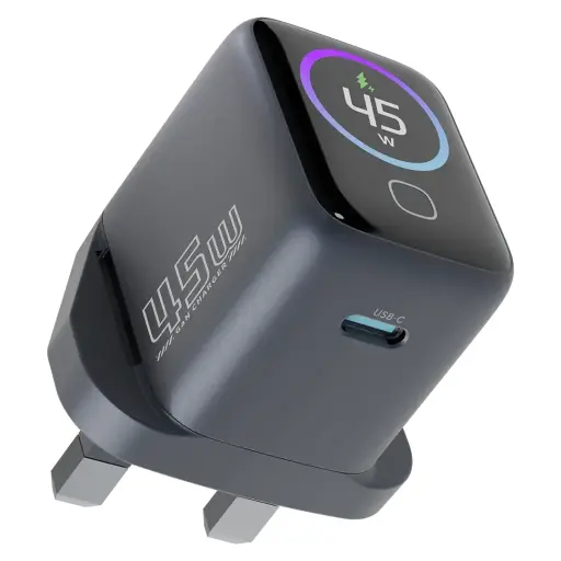 [PWCUQC069CGY] Powerology Voltflow 45W AVS GaN Wall Charger With C-C Cable (Gray)
