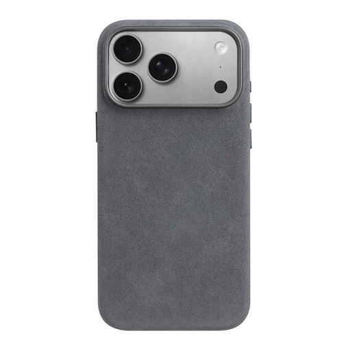 [AP18P-QB-ODLLGY] Melkco Alcantara Regal Snap Magsafe Case iPhone 17 Pro/18 Pro (Light Grey)