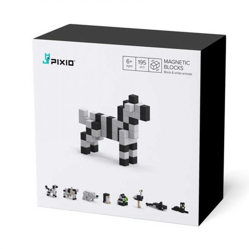 [30102] Pixio Black &amp; White Animals - 195 Magnetic Block Set
