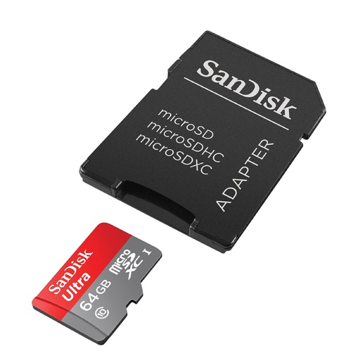 [SDSQUNS-064G-GN3MA] Sandisk Ultra Android microSDXC + SD Adapter 64GB 80MB/s Class 10