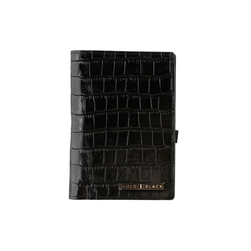 [43410] GoldBlack Passport Cover (Croco Black)