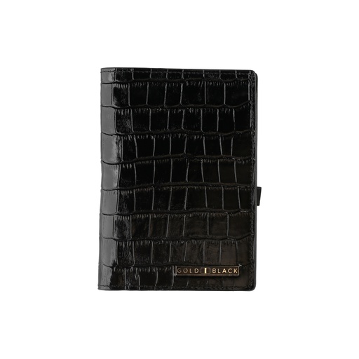 [43410] GoldBlack Passport Cover (Croco Black)