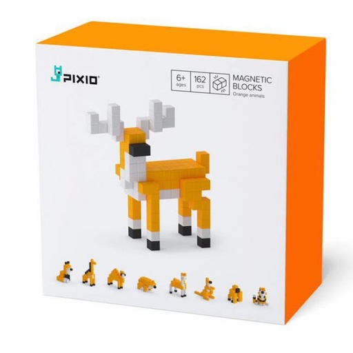 [30101] PIXIO Orange Animals - 162 Magnetic Block Set