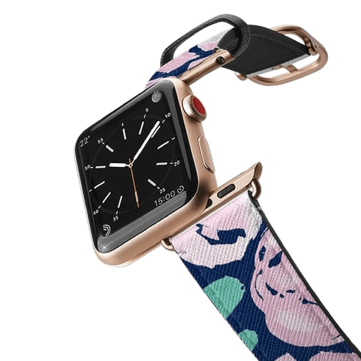[CTF-3908160-383503] Casetify Apple Watch Band Saffiano for 42mm Water Color Floral Pink