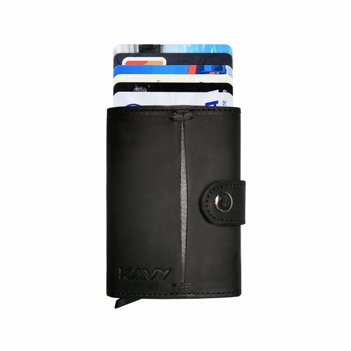 [OTCRDC-105-1] KAVY Credit Card Holder Leather Slim Wallet (Black)