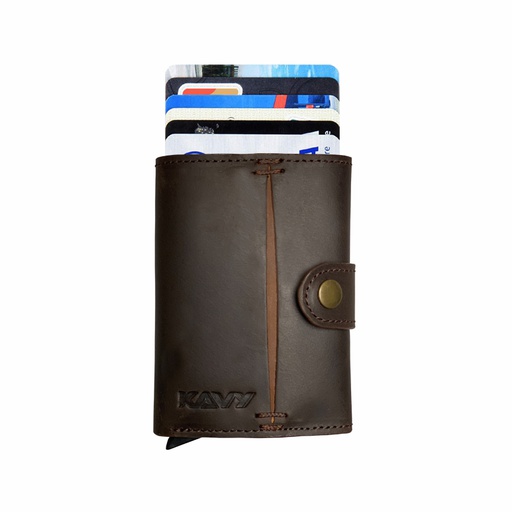 [OTCRDC-105-2] KAVY Credit Card Holder Leather Slim Wallet (Brown)