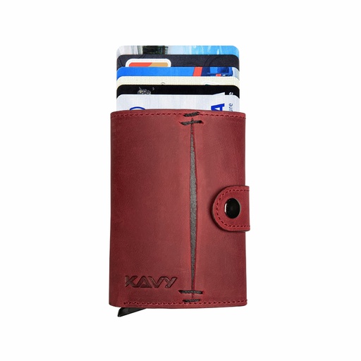 [OTCRDC-105-49] KAVY Credit Card Holder Leather Slim Wallet (Burgundy)