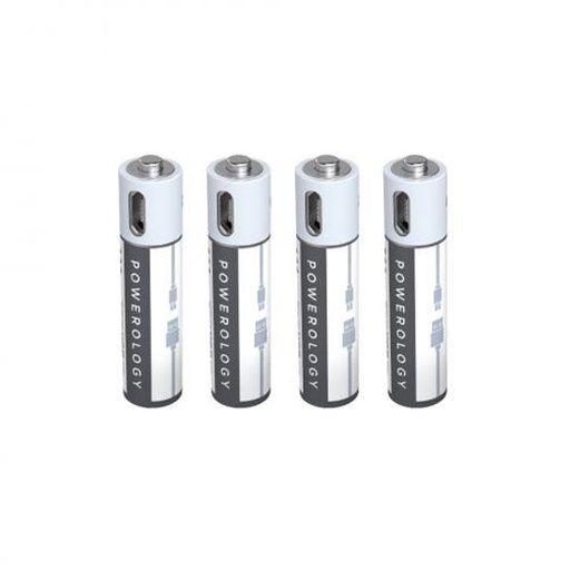 [PRUBAA4] Powerology USB Rechargeable Battery-AA (4pc)