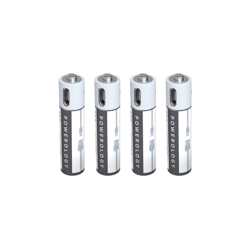 [PRUBAAA4] Powerology USB Rechargeable Battery-AAA (4pc)