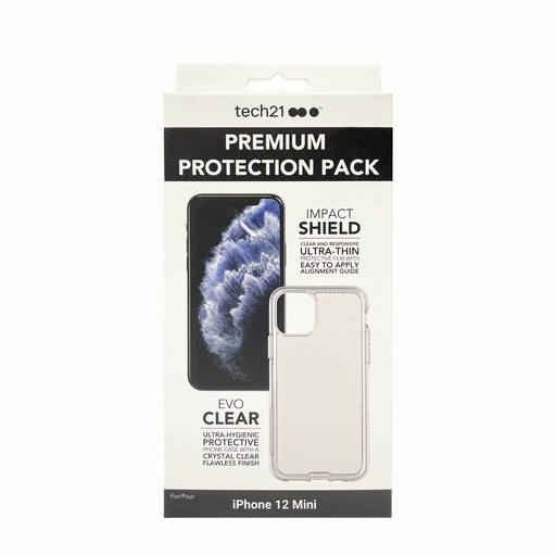 [BT21-8313] Tech21 Evo Clear and Impact Shield Bundle for iPhone 12 mini (Black)