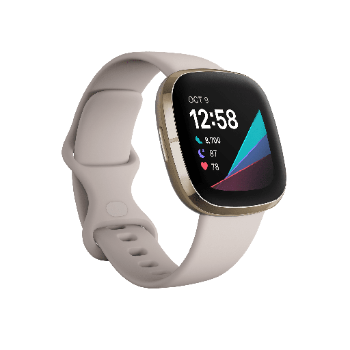 [FB512GLWT] Fitbit Sense Advanced Health Watch (Lunar White/Soft Gold)