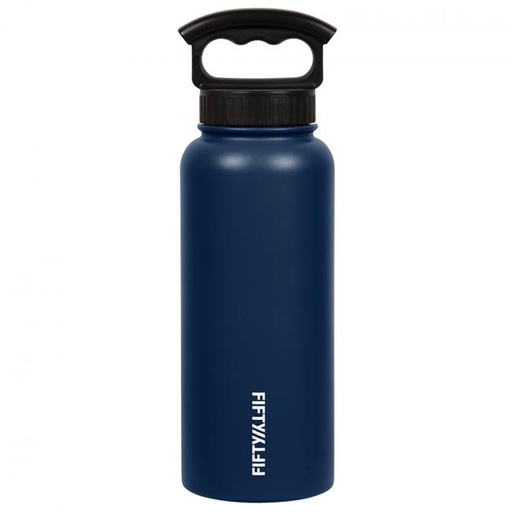 [V34001NB0] Fifty Fifty Vacuum Insulated Bottle 3 Finger Lid 1L (Navy)