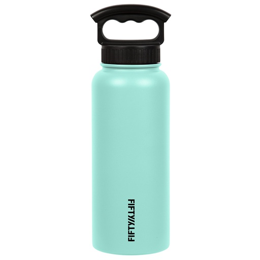 [V34001MN0] Fifty Fifty Vacuum Insulated Bottle 3 Finger Lid 1L (Cool Mint)