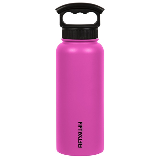 [V34001PK0] Fifty Fifty Vacuum Insulated Bottle 3 Finger Lid 1L (Lipstick Pink)
