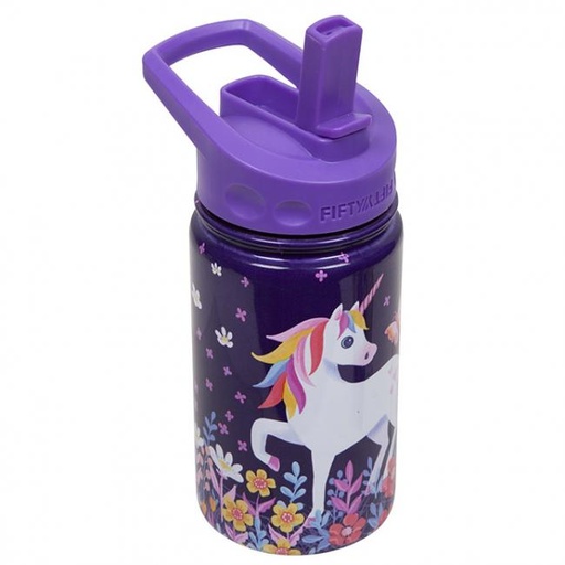 [K12000009] Fifty Fifty Kids Bottle with Straw Lid 350ML (Unicorn)