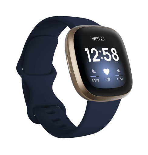 [FB511GLNV] Fitbit Versa 3 Health &amp; Fitness Smartwatch (Midnight/Soft Gold)