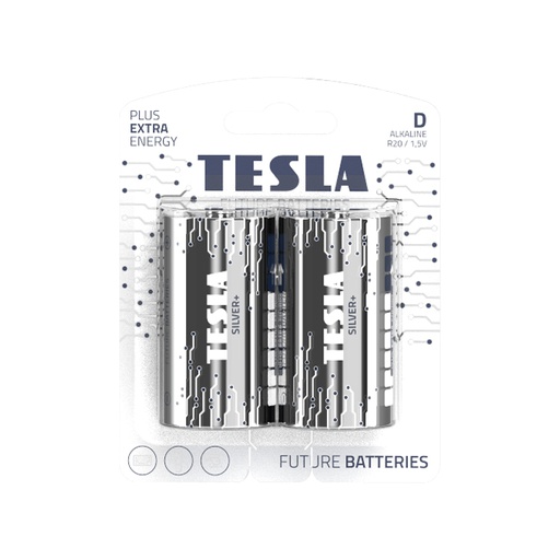 [LR20] TESLA SILVER+ ALKaline Batteries 1,5V D 2Pcs 