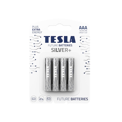 [LR03-4] TESLA SILVER+ ALKaline Batteries 1,5V AAA 4Pcs 