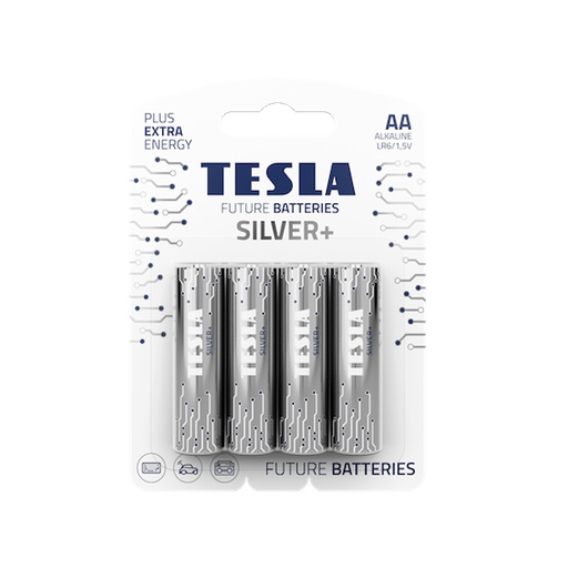 [LR6-4] TESLA SILVER+ ALKaline Batteries 1,5V AA 4Pcs 