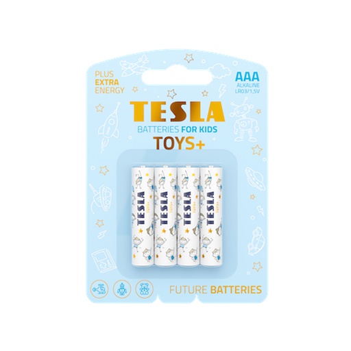 [LR03-TOYS-BLU-4] TESLA TOYS+ ALKaline Batteries 1,5V AAA 4Pcs (Blue)