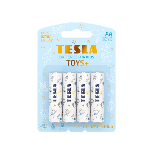 [LR06-TOYS-BLU-4] TESLA TOYS+ ALKaline Batteries 1,5V AA 4Pcs (Blue)
