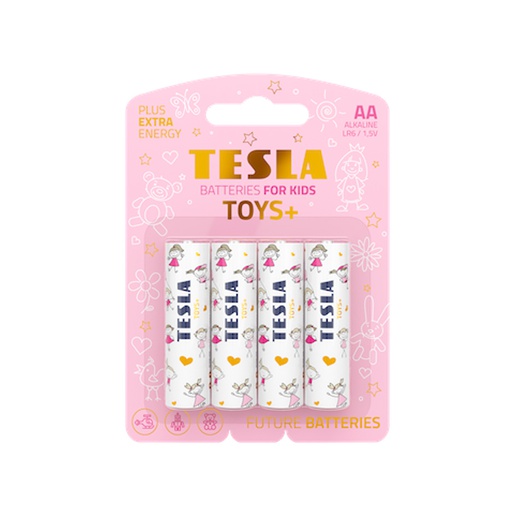 [LR06-TOYS-PNK-4] TESLA TOYS+ ALKaline Batteries 1,5V AA 4Pcs (Pink)