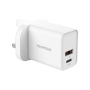 Momax One Plug 30W Dual Port Charger (White)