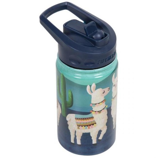 [K12000016] Fifty Fifty Kids Bottle with Straw Lid 350ML (Llama)