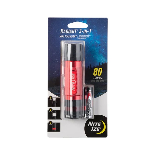 [NL1B-10-R7] NiteIze Radiant® 3-in-1™ Mini Flashlight (Red)