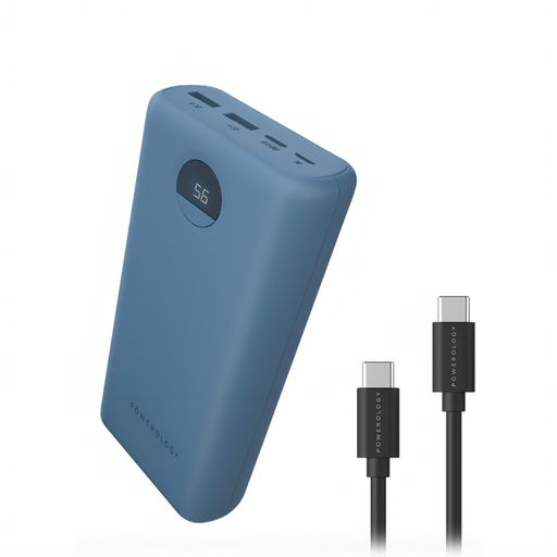 [PPBCHA07-BU] Powerology Quick Charge Power Bank 30000mAh PD 45W with Type-C Cable (Blue)