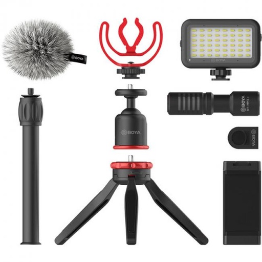 [BY-VG350] BOYA Smartphone Vlogger Kit Plus with Mic, LED light and Accessories