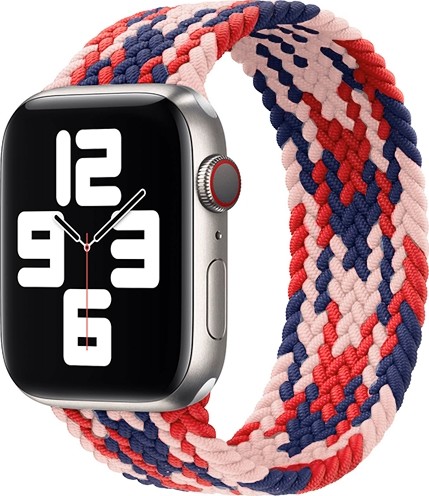[WB42-44M142PRDB] WIWU Braided Solo Loop Watchband For iWatch 42-44mm / M:142mm (Pink/Red/Blue)