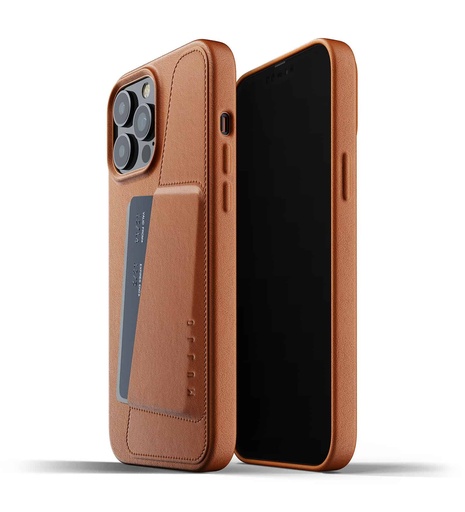 [MUJJO-CL-018-TN] Mujjo Full Leather Wallet Case for iPhone 13 Pro Max (Tan)