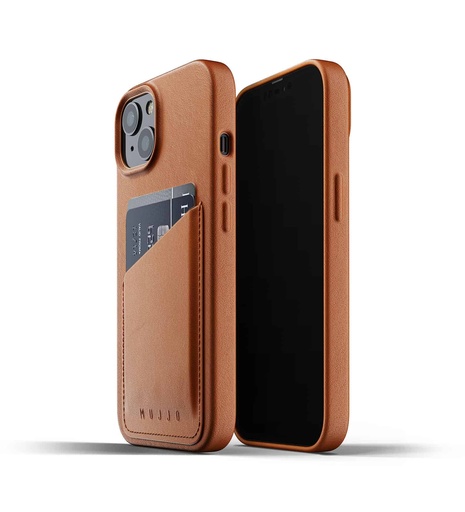 [MUJJO-CL-022-TN] Mujjo Full Leather Wallet Case for iPhone 13 (Tan)