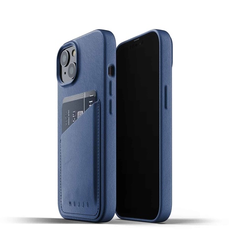 [MUJJO-CL-022-BL] Mujjo Full Leather Wallet Case for iPhone 13 (Monaco Blue)