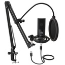 FIFINE USB Microphone Bundle with Arm Stand and Shock Mount for Streaming, Podcasting